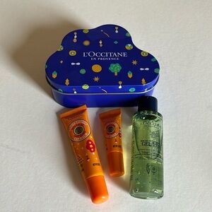 L'Occitane En Provence lip balms and facial cleanser in Holiday tin